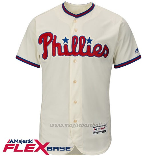 Maglia Baseball Uomo Philadelphia Phillies Blank Crema Flex Base Autentico Collezione